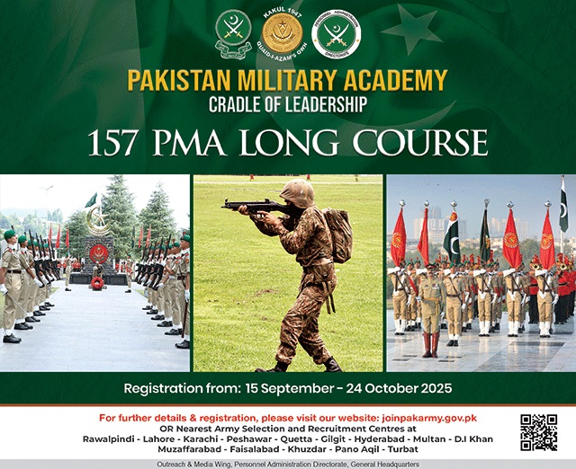 Pak Army as Lieutenant 157 PMA Long Course 2025